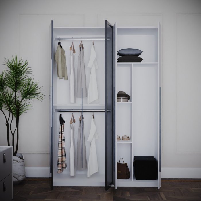 DRESSING MONTREAL MDF CULOARE ALB+GRI 140x200x55 [4]