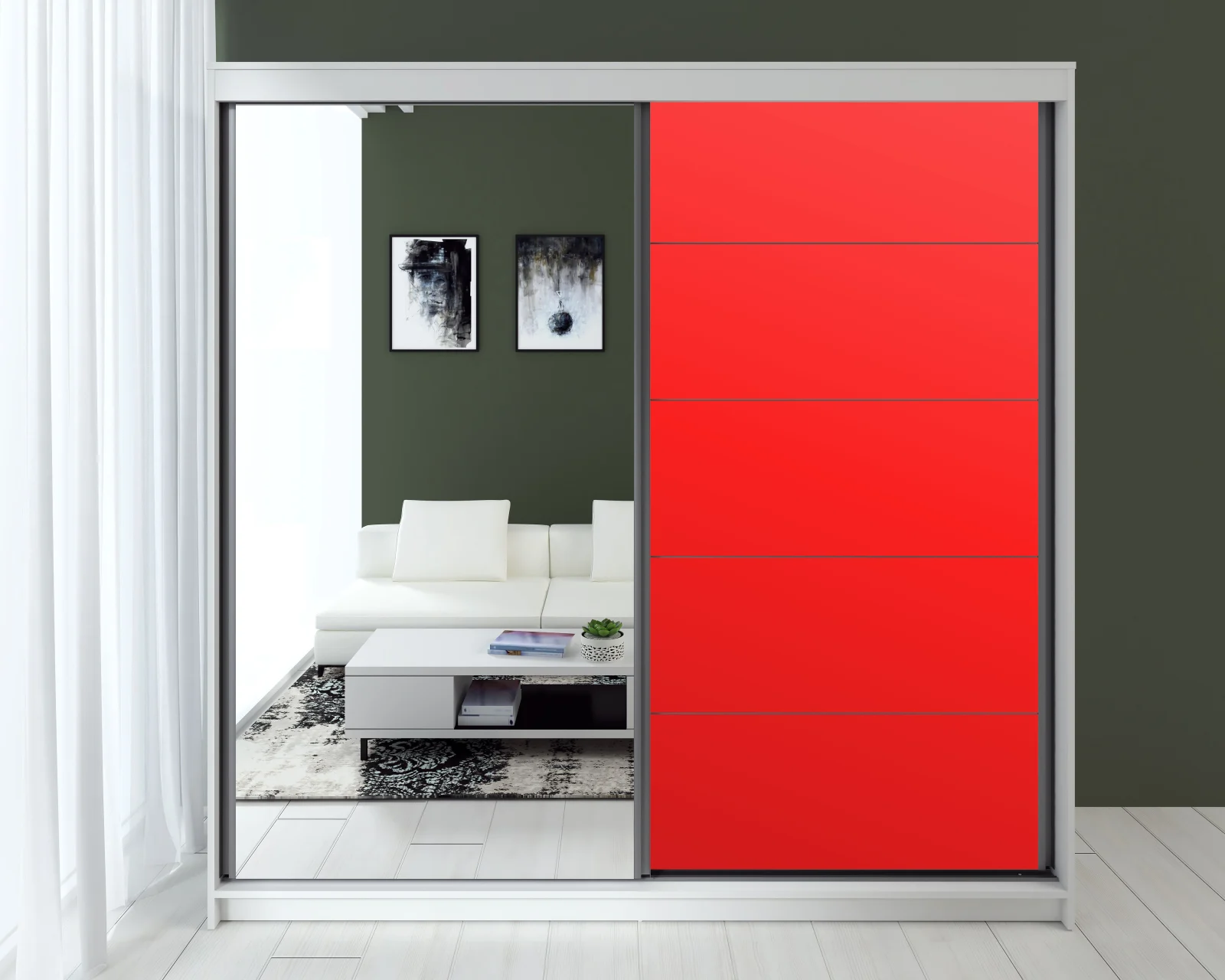 Dressing Smart Acril Rosu 200x60x200 cm