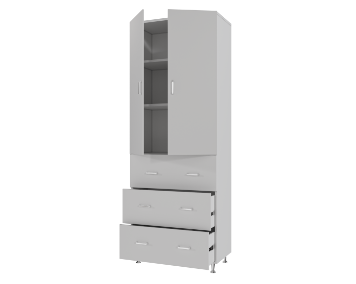 Dulap, 2U-3S, 70x35x180 cm, Alb [6]