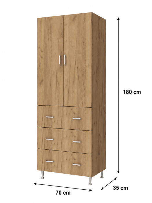 Dulap 2Usi/3Sertare Stejar K003 70x35x180 cm [3]