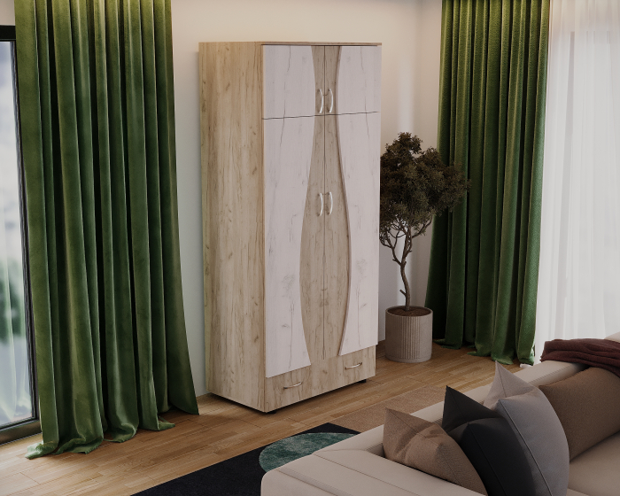 Dulap 2Usi S Cu Despartitor, 90x50x198 cm, k002+k001 [3]