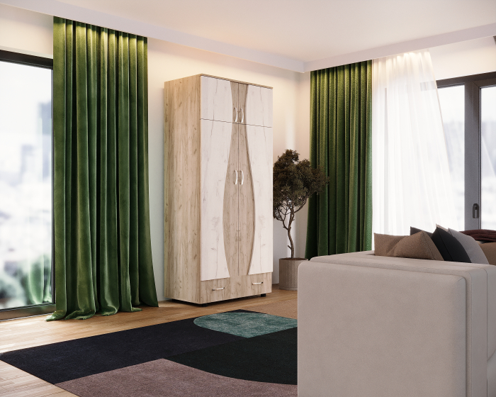 Dulap 2Usi S Cu Despartitor, 90x50x198 cm, k002+k001 [2]