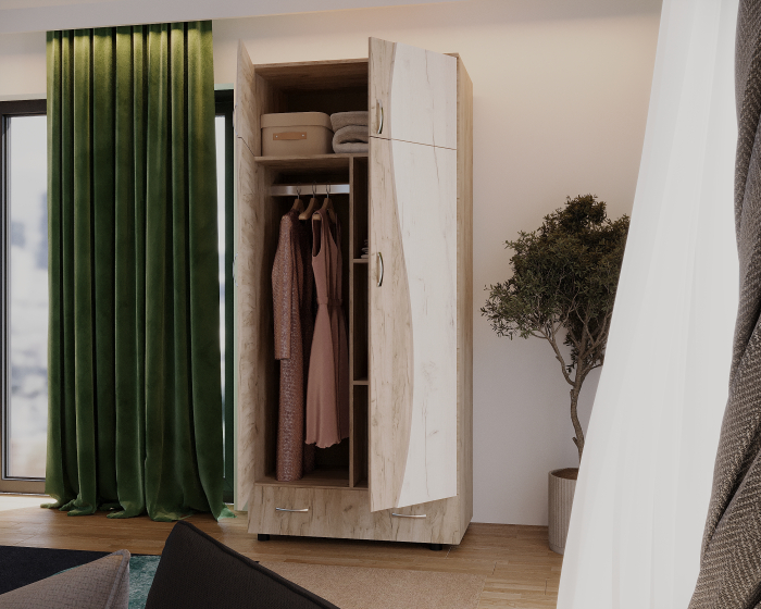 Dulap 2Usi S Cu Despartitor, 90x50x198 cm, k002+k001 [5]