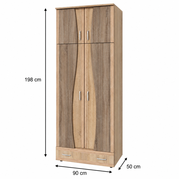 Dulap 2Usi S Cu Despartitor Sonoma/Truffe 90x50x198 cm [3]