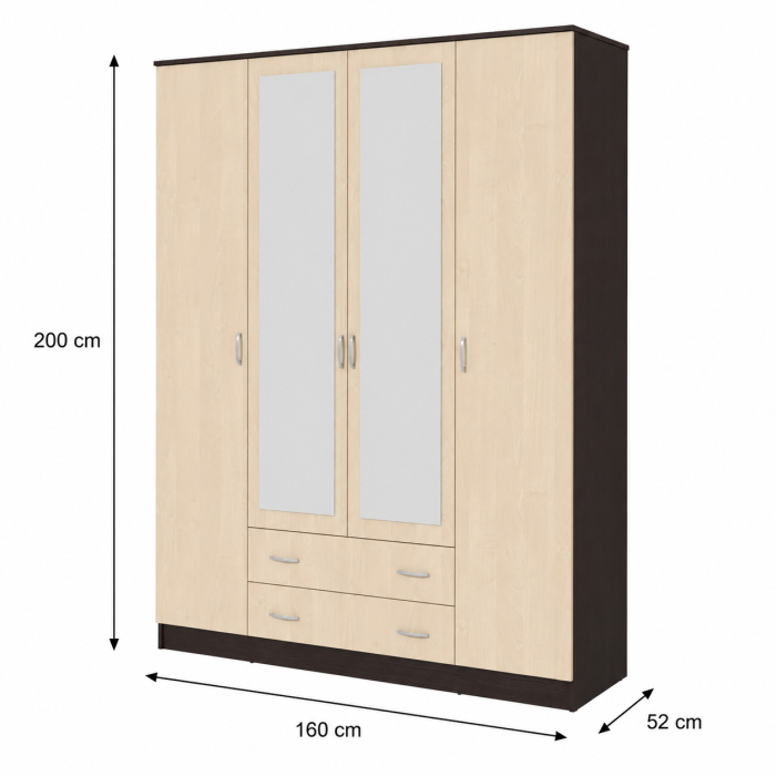 Dulap Garmonia 4 Usi Wenge/Mesteacan 160x52x200 cm [4]