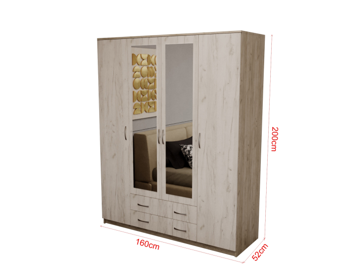 Dulap Garmonia 4U, 160x52x200 cm, Stejar k001+k002 [8]
