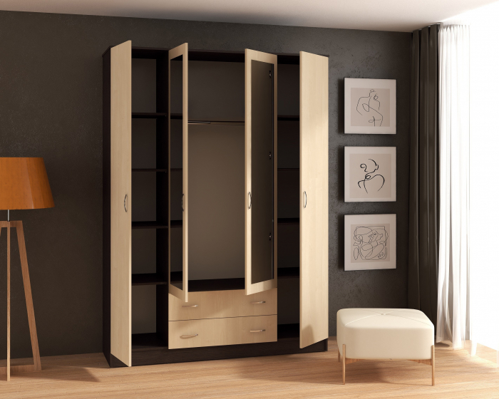 Dulap Garmonia 4U Wenge+Mesteacan 160x52x200 cm [5]