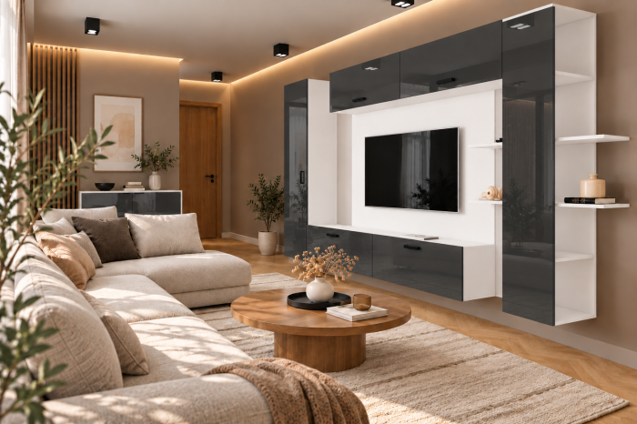 Living MP1 Alb atlas + Acril cappuccino, antracit Alb+Acril Antracit [4]