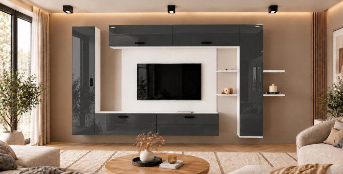 Living MP1 Alb atlas + Acril cappuccino, antracit Alb+Acril Antracit [2]