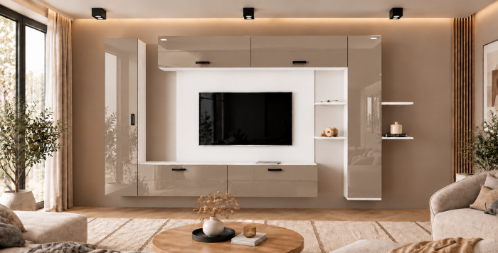 Living MP1 Alb atlas + Acril cappuccino, antracit Alb+Acril Cappuccino [2]