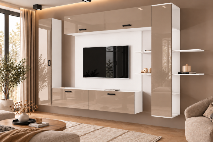Living MP1 Alb atlas + Acril cappuccino, antracit Alb+Acril Cappuccino [3]