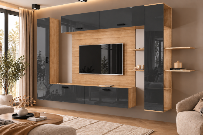 Living MP1 Sonoma + Acril alb, cappuccino, antracit, rosu, negru Sonoma+Antracit [2]