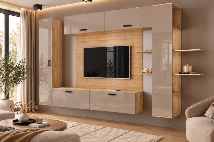Living MP1 Sonoma + Acril alb, cappuccino, antracit, rosu, negru Sonoma+Cappuccino [2]