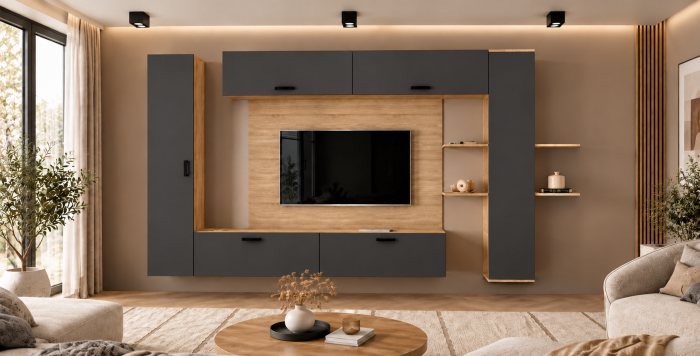 Living MP1 Sonoma + Pal alb, antracit, gri ciment Sonoma+Antracit [2]