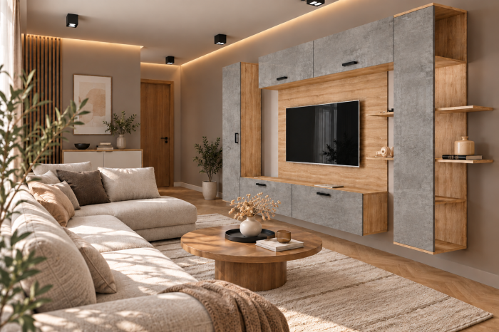 Living MP1 Sonoma + Pal alb, antracit, gri ciment Sonoma+Gri ciment [4]
