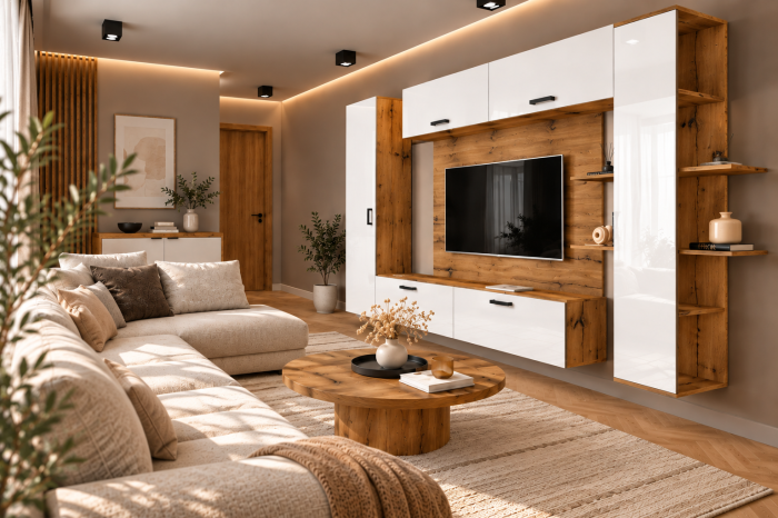 Living MP1 Stejar K003 + Acril alb, negru, antracit K003+ALB [4]