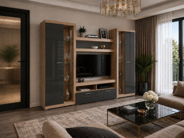 Living Sonata Sonoma Gri Antracit 280x43x197 cm [3]