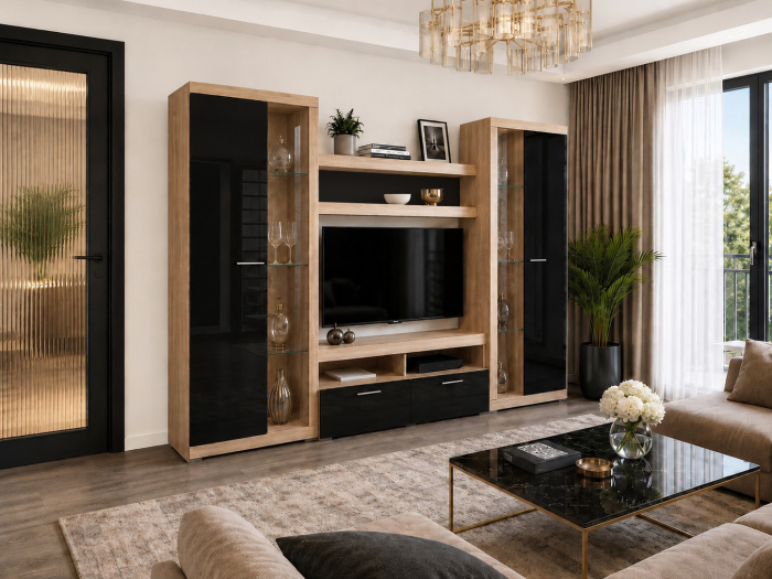 Living Sonata Sonoma Negru 280x43x197 cm [2]