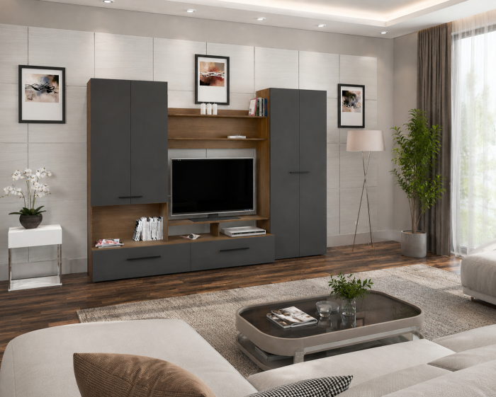 Living Verona Nuc/Antracit 279x45x200cm [3]