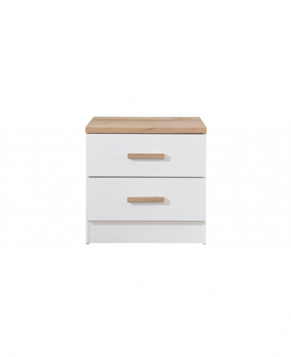 Noptiera Luna cu 2 sertare, culoare Alb+Sonoma, 50x40x50cm