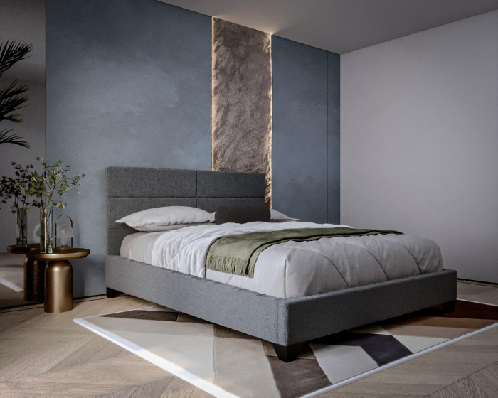 Pat Tapitat Houston 160x200 cm, Suport Saltea Inclus, Culoare Gri [2]