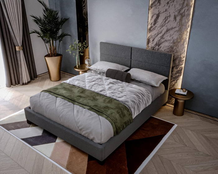 Pat tapitat Houston 90x200cm, suport saltea inclus, culoare Gri [4]