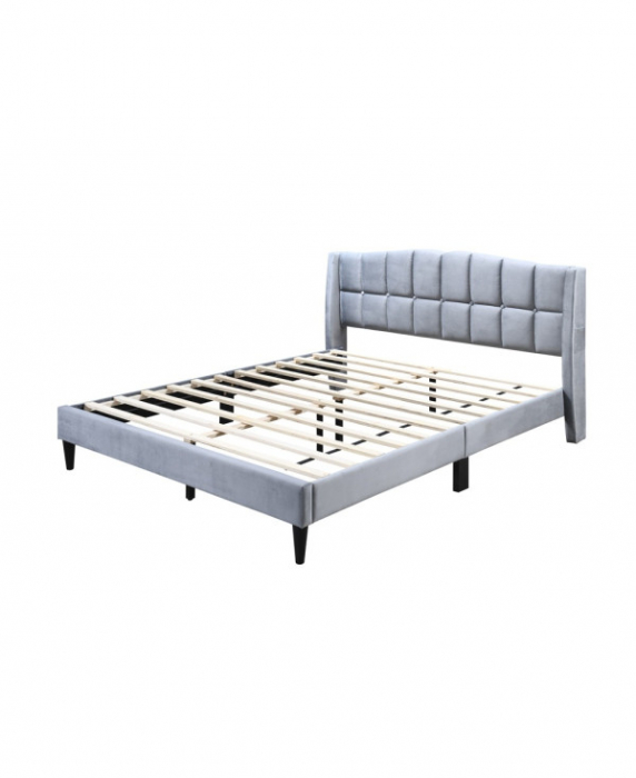 Pat tapitat Maya 2, 160x200, cadru din lemn cu somiera fixa, culoare Gri [4]