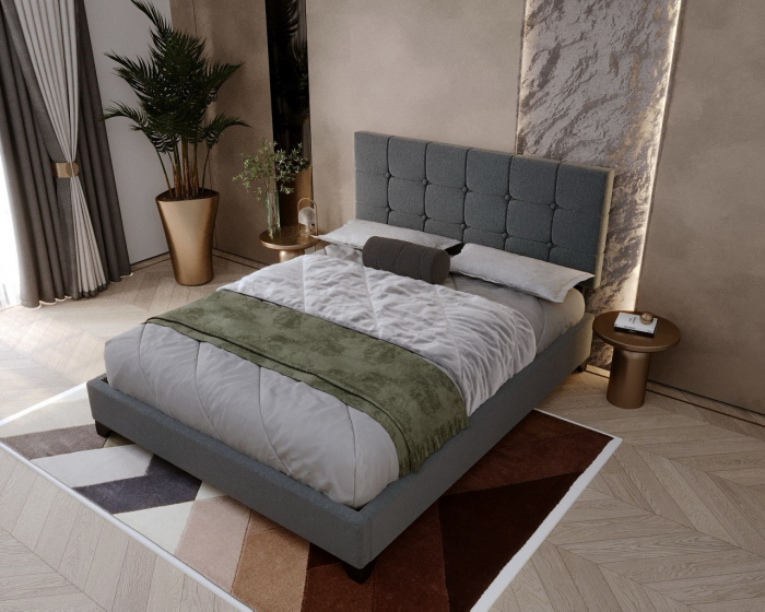 Pat tapitat Modern 120x200cm culoare Gri
