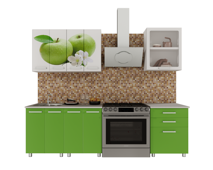 Set Bucatarie Famp Mar Alb/Verde 180x60x200 cm [6]