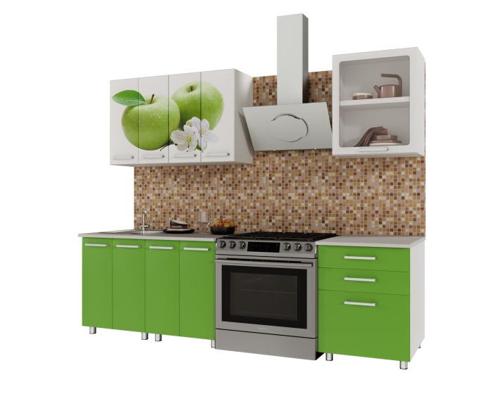 Set Bucatarie Famp Mar Alb/Verde 180x60x200 cm [5]