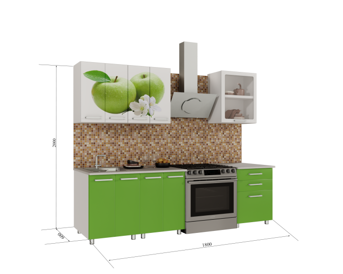 Set Bucatarie Famp Mar Alb/Verde 180x60x200 cm [4]