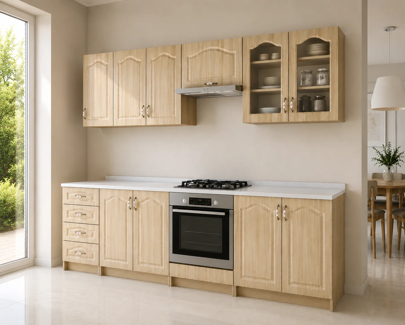 Set Bucătărie Olea RO MDF Mesteacăn 260x60x200 cm [4]