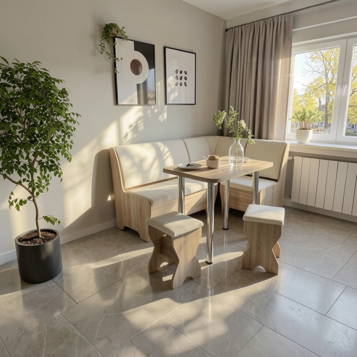 Set coltar bucatarie Tunis cu masa si 2 tabureti Sonoma Fildes