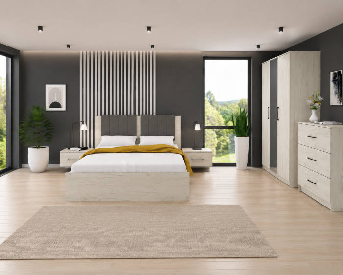 Set Dormitor Vera Ro 150x56x205 cm Stejar/ Alb k001 [2]