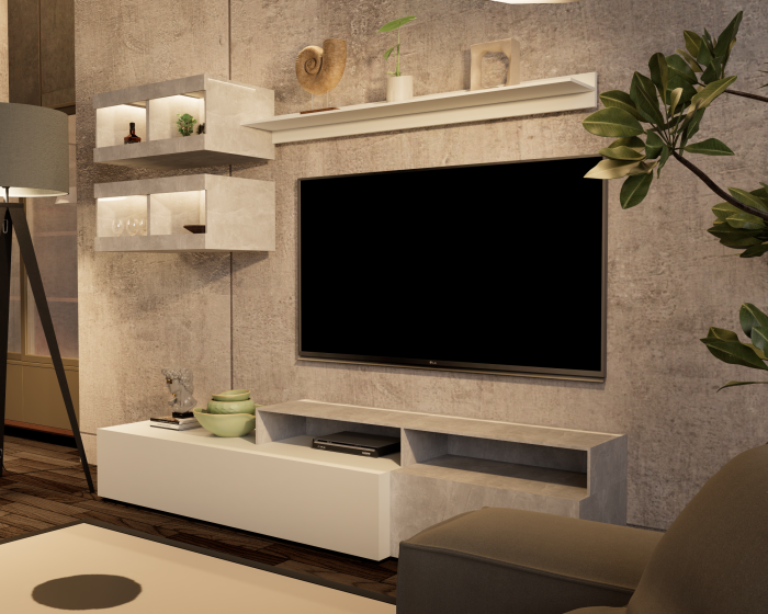 Set Living Light Alb Lucios 210x45x170 cm [9]