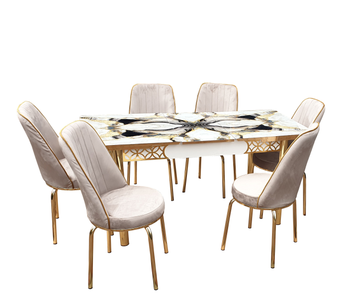 SET MASA 6 SCAUNE ALTIN 3, GRI, BEJ [7]