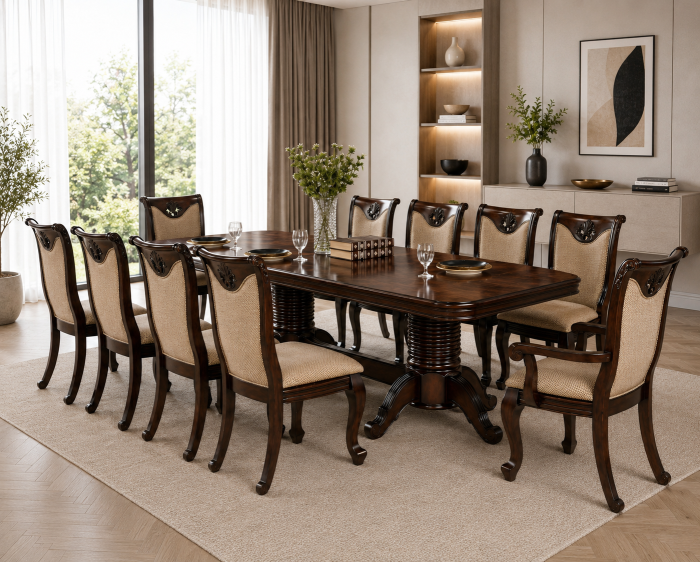 Set masa AC3268T cu 10 Scaune Dark Brown [2]