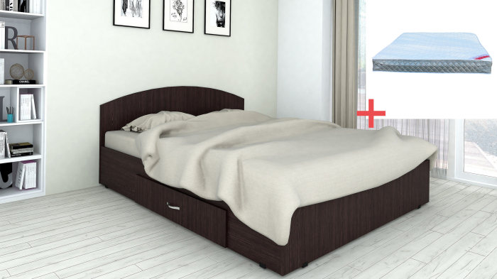 Set pat mijloc 160 + Saltea Bonnell cu Arcuri, Wenge [3]