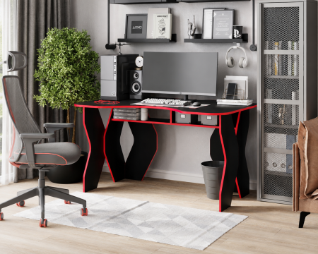 MOBILIER BIROU - Birou Pc Kl 9.0 Wenge/Rosu