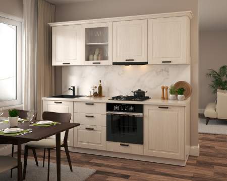 Bucatarii - Bucatarie Athena 2.44 MDF 244x223x60cm lemn alb