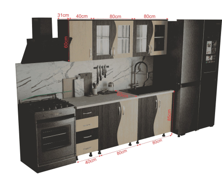 Bucatarie CIP S 2m, Wenge + Mesteacan [7]