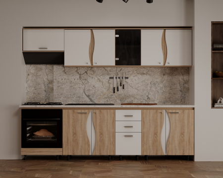 Bucatarii - Set Bucătărie CIP 3S C2 Sonoma Alb 260x60x200cm