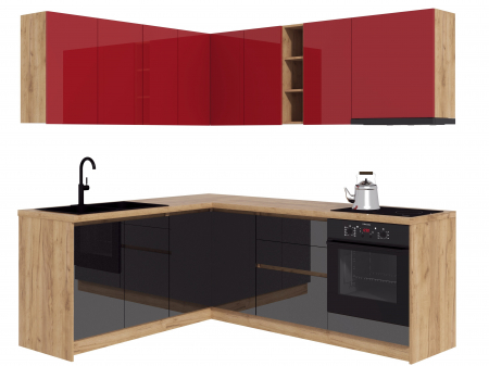 Bucatarie colt Chelsea V1, Rosu+Andracit [1]