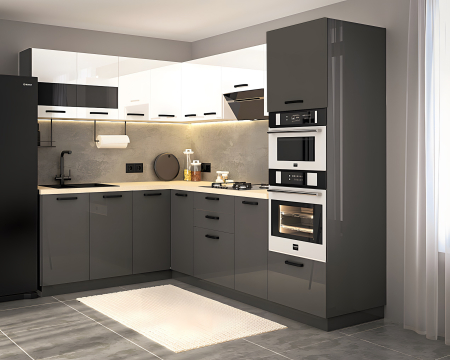 Bucatarie Daria colt  V1, Alb+Antracit [3]