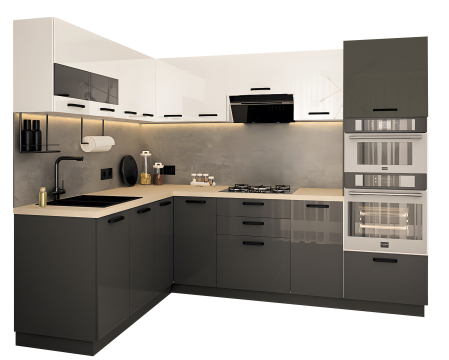 Bucatarie Daria colt  V1, Alb+Antracit [4]