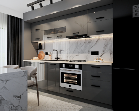 Bucatarie Daria MDF, V1 260x60x200cm, Antracit [2]