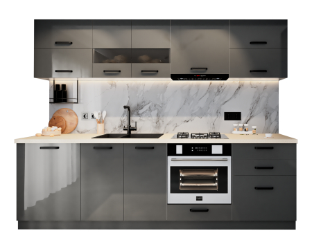 Bucatarie Daria MDF, V1 260x60x200cm, Antracit [4]