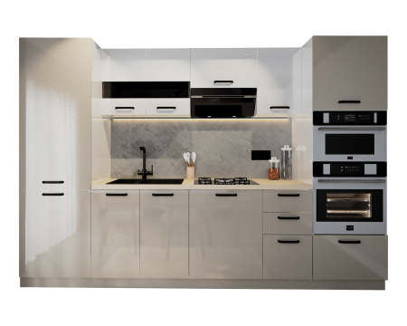 Bucatarie Daria, MDF Alb+Cappuccino, 303x60x200cm [4]