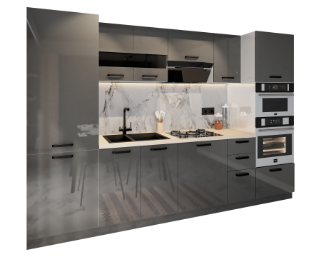 Bucatarie Daria, MDF Gri antracit, 303x60x200cm [4]