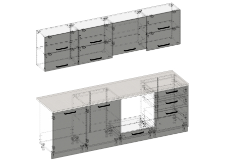 Bucatarie Daria V2, 240x60x200cm, Rosu+Antracit [5]